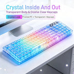 Transparent Wireless Gaming Keyboard, Tri‑Mode 2.4G/BT/USB‑C, 99‑Key 1800 Compact Layout, RGB Clear PC Keycaps, Mechanical‑Like Typing Feel for Office & Desk Setup