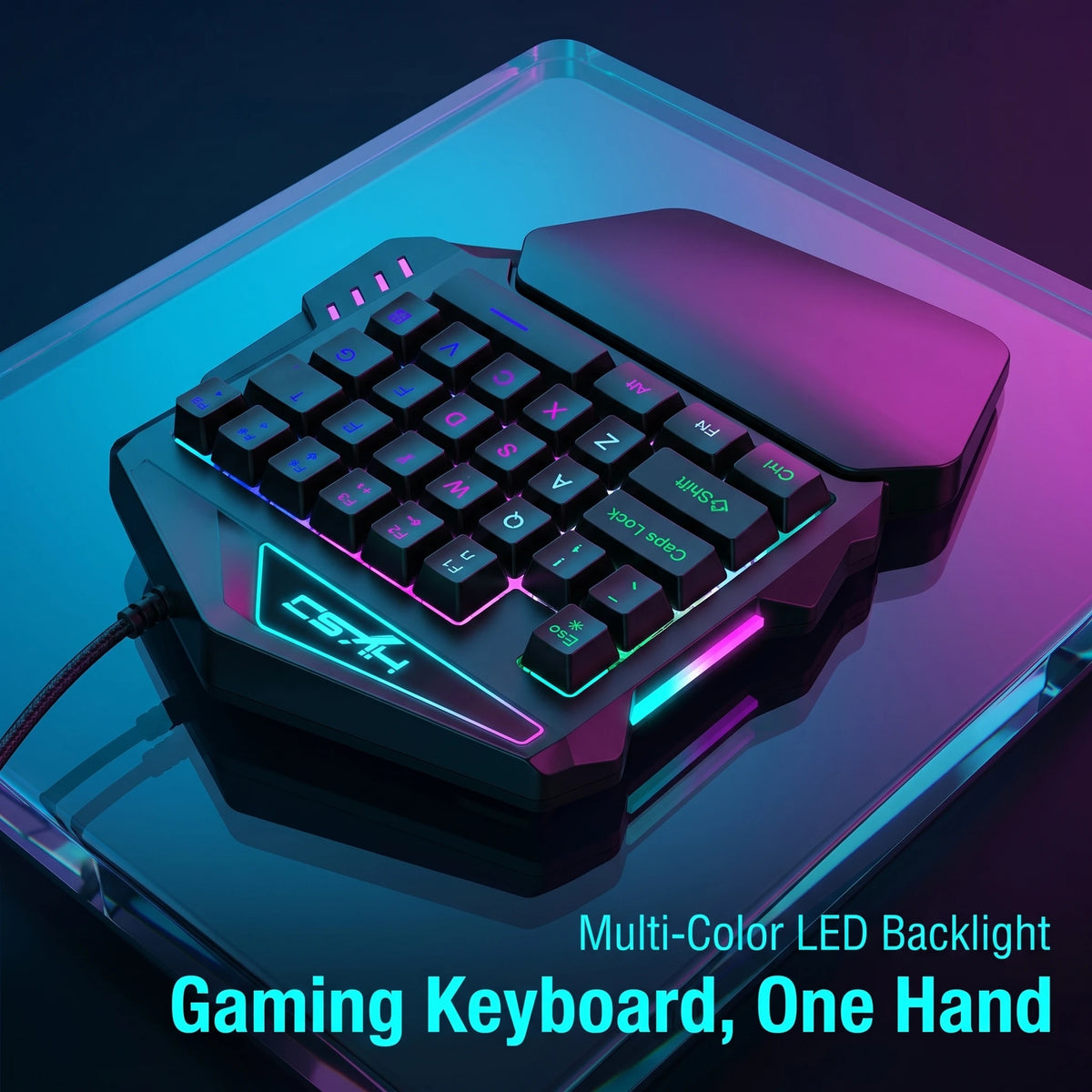Ergonomic 35-Key Gaming Keyboard with RGB Lighting USB Powered One-Handed Design Thin Film Keys for Enhanced Gaming Experience