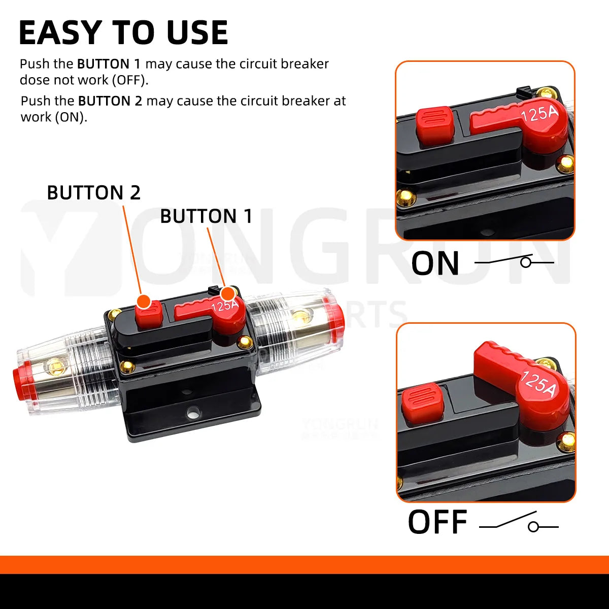 Circuit Breaker 20A to 300A Manual Reset for Car Audio System Waterproof Marine Circuit Breaker Reset Fuse 12V- 48V DC 40A 60A