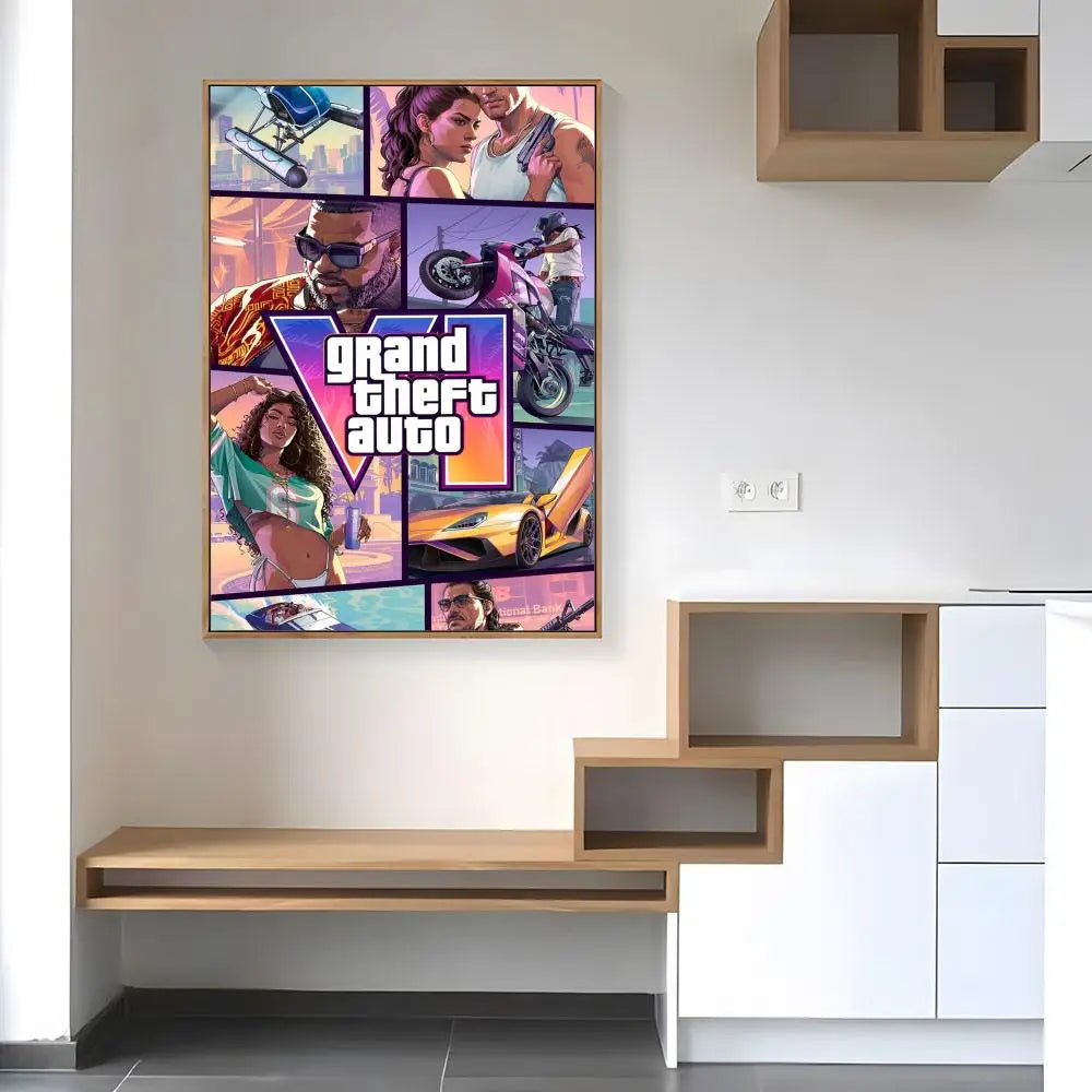 Hot Game G-Gta 6 Poster Paper Print Home Living Room Bedroom Entrance Bar Cafe Art Painting Decoration