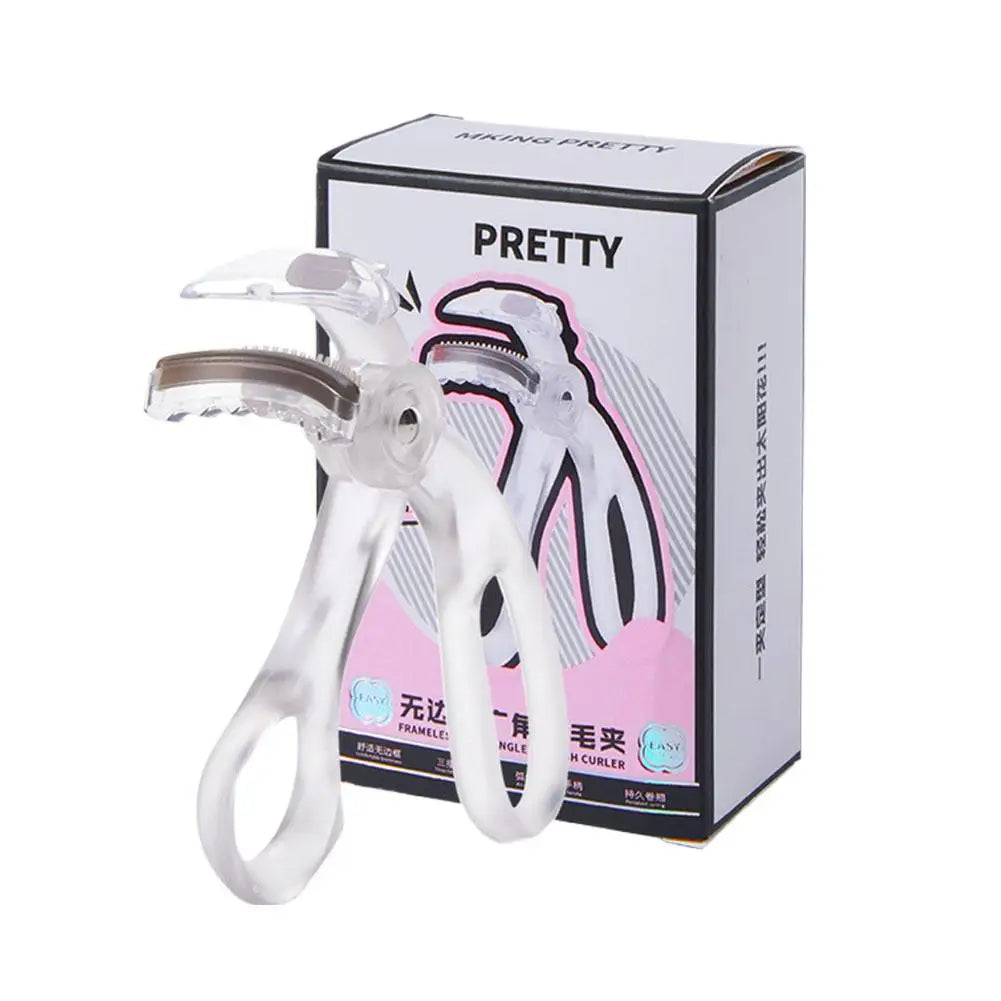 PRETTY Frameless Eyelash Curler Wide Angle Lash Curler with Comb Teeth Silicone Pad No Pinching Makeup Tool for Women