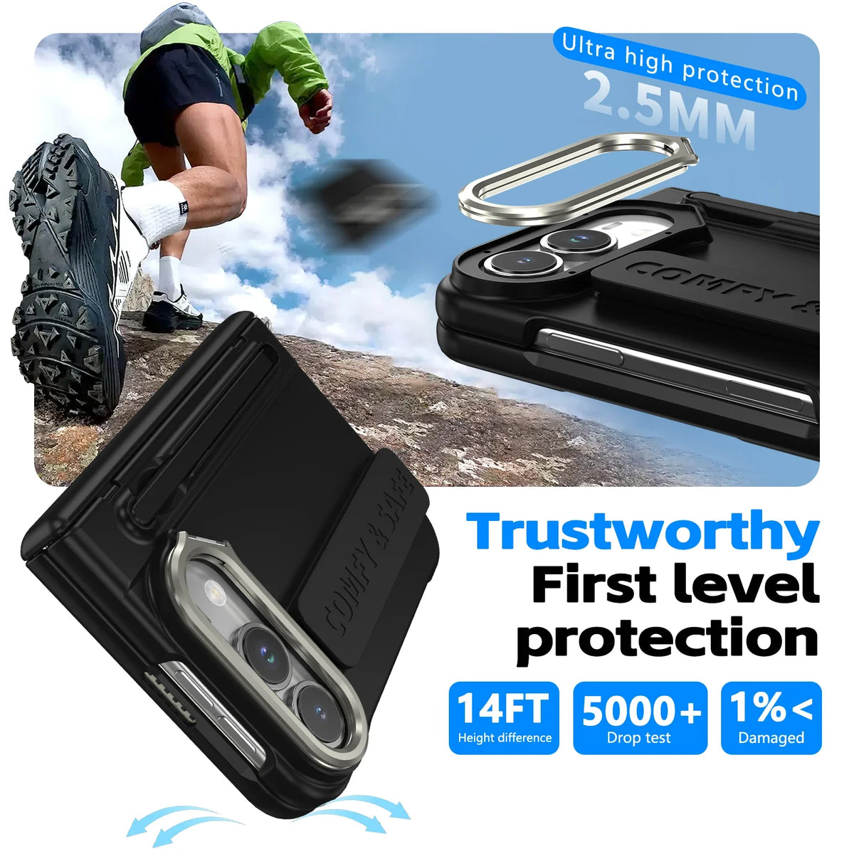 For Apple iPhone Duo Case With Stylus Pen Holder Stylus Screen Protector Camera Stand Wristband Hinge Protection Phone Cover