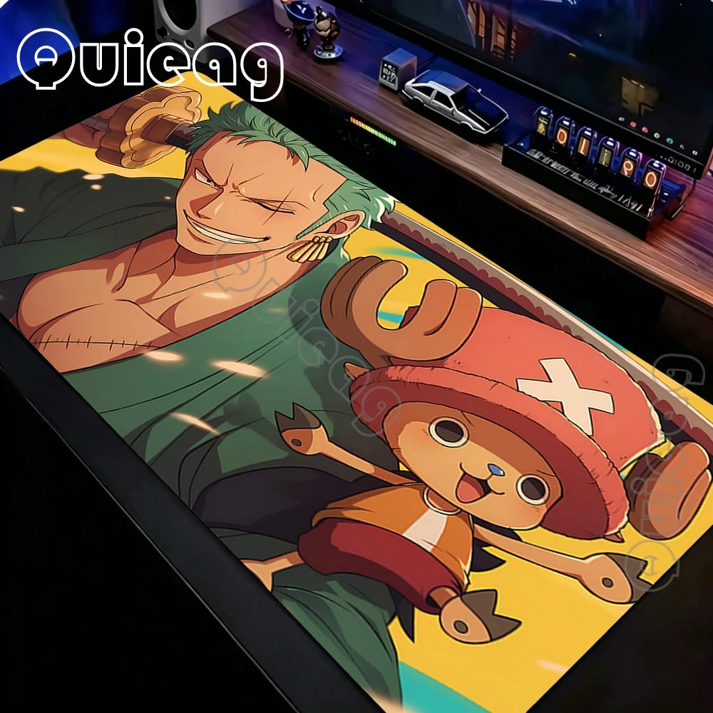 XXL Large Anti-Slip Rubber Mouse Mat One Piece Roronoa Zoro Gaming Mouse Pad Stitched Edge Desk Mat for PC Gamer Keyboard Laptop
