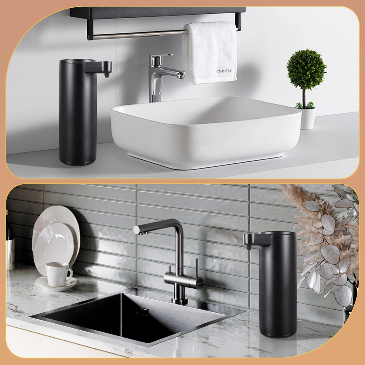  Automatic Soap Dispenser Stainless Touchless Rechargeable Hand Sanitizer Shampoo Detergent Dispenser for Kitchen Bathroom Toil