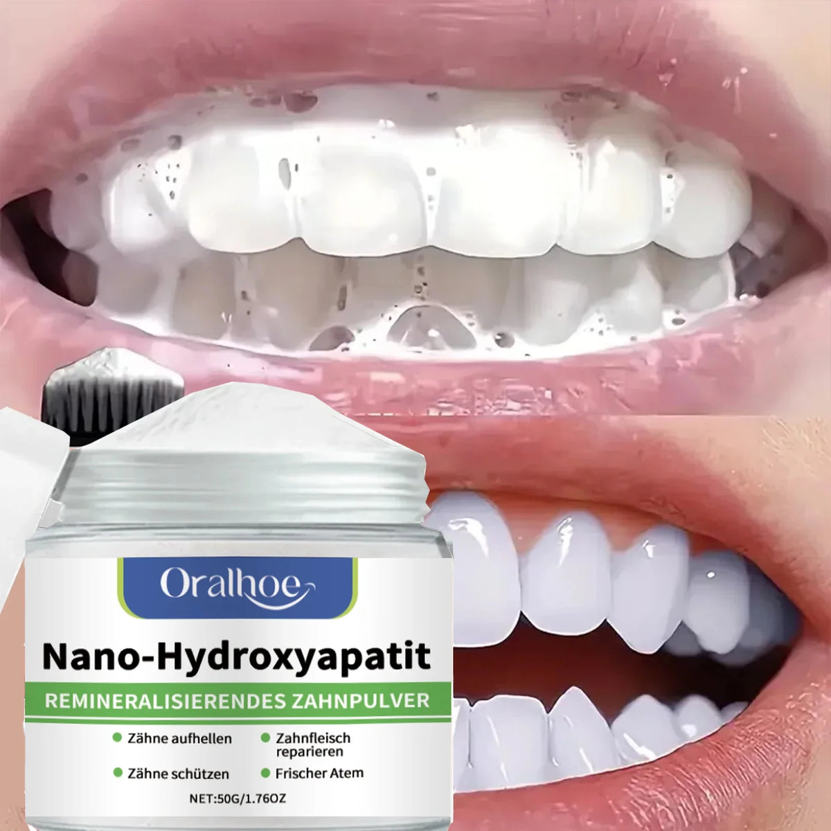 With Hydroxyapatite10%-Infused Winter Whitening Tooth Powder: Enamel Repair, Deep Cleaning & Long-Lasting Fresh Breath