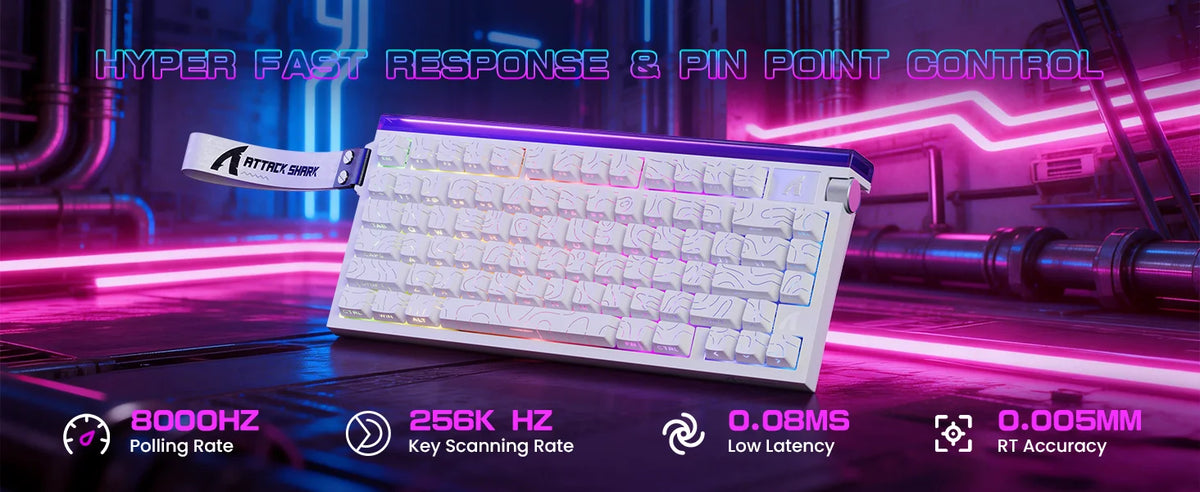 ATTACK SHARK R85 HE Wired 75% Hall Effect Rapid Trigger Mechanical RGB Gaming Keyboard with 8K Polling,0.05mm RT Accuracy