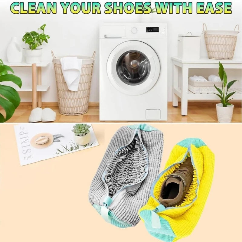 1/2/4PCS Shoe Washing Machine Bag with Liquid Shoe Brush Set Durable Laundry Shoe Bag and Soft Bristle Clean Brush for All Shoes