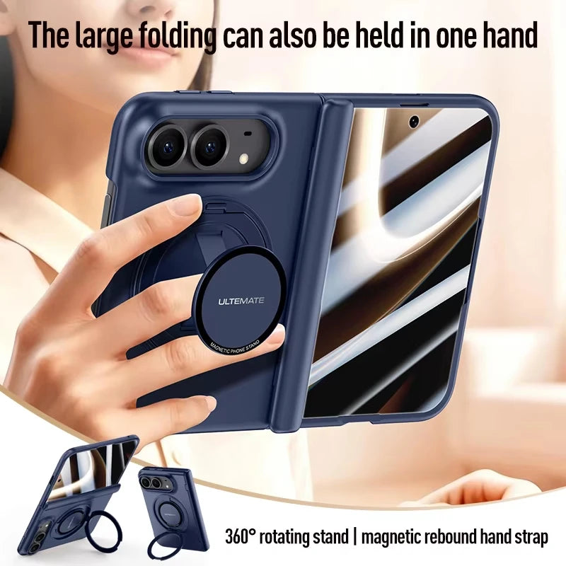 MagSafe Metal 360 Rotating Holder Case With Glass Screen Protector For iPhone