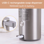  Automatic Soap Dispenser Stainless Touchless Rechargeable Hand Sanitizer Shampoo Detergent Dispenser for Kitchen Bathroom Toil