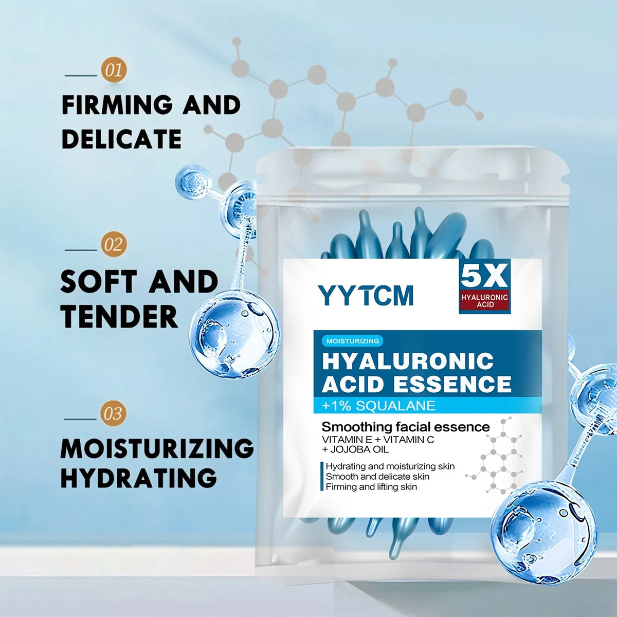 Hyaluronic Acid Deep Moisturizing Capsule Essence, Deep Moisturizing and Brightening Skin Essence (0.4g X 30 Capsules)/Bag - 1 B