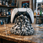 Dark Skeleton Stack Game Stand - Punk Style Base for PS5/Xbox/Switch, Creative Desk Organizer & Gift for Gamers.