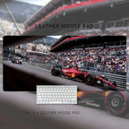 HD Boys Loves  F1 Racing Car Leather Mouse Pad Oversized Computer Desk Workstation Desk Non-slip and Dirty-resistant Mouse Pad