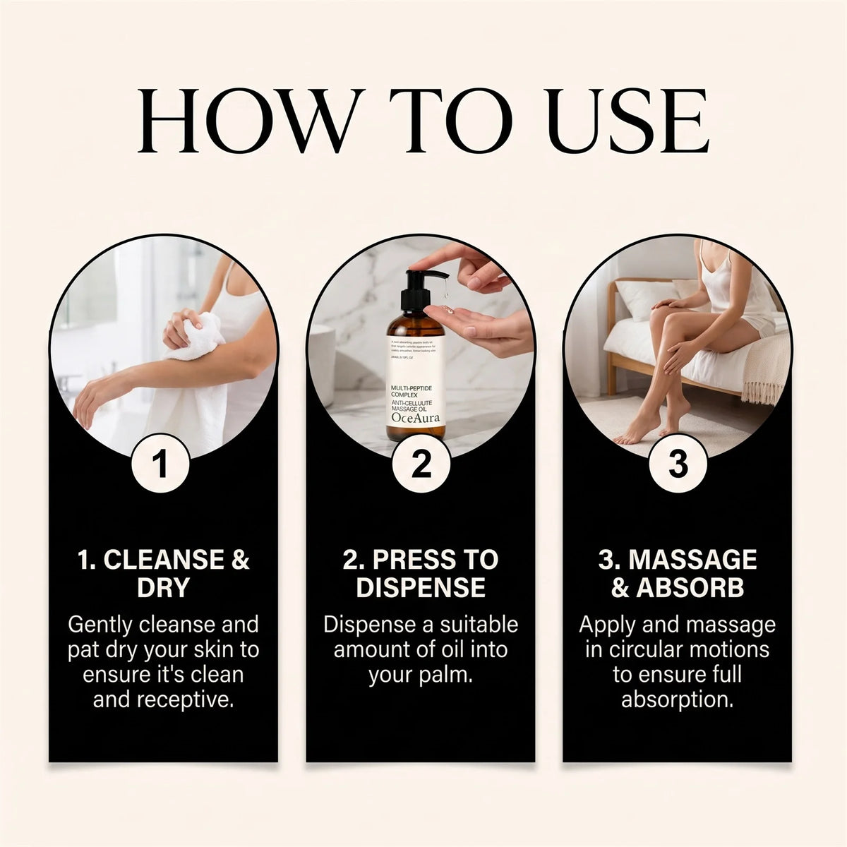 240ml Peptide Complex Anti-Cellulite Massage Oil Visibly Smoother Firmer Skin for Body Fast Absorbing Body Massage Care Oil
