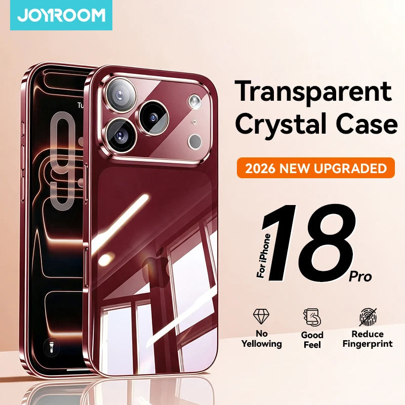 Joyroom Case For iPhone 18 Pro Max Case Crystal Transparent PC Anti-Yellow Lens Protection Cover For iPhone 17 16 15Pro Max Case