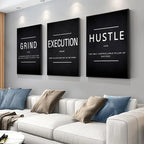 3pcs/Set Canvas Posters Grind Hustle Execution Motivational Wall Art Poster Home Living Room Bedroom Office Wall Art Decor