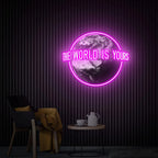 The World Is Yours Led Neon Sign Pop Art Custom Globe LED Light Motivational Wall Decor for Man Cave Bar Office