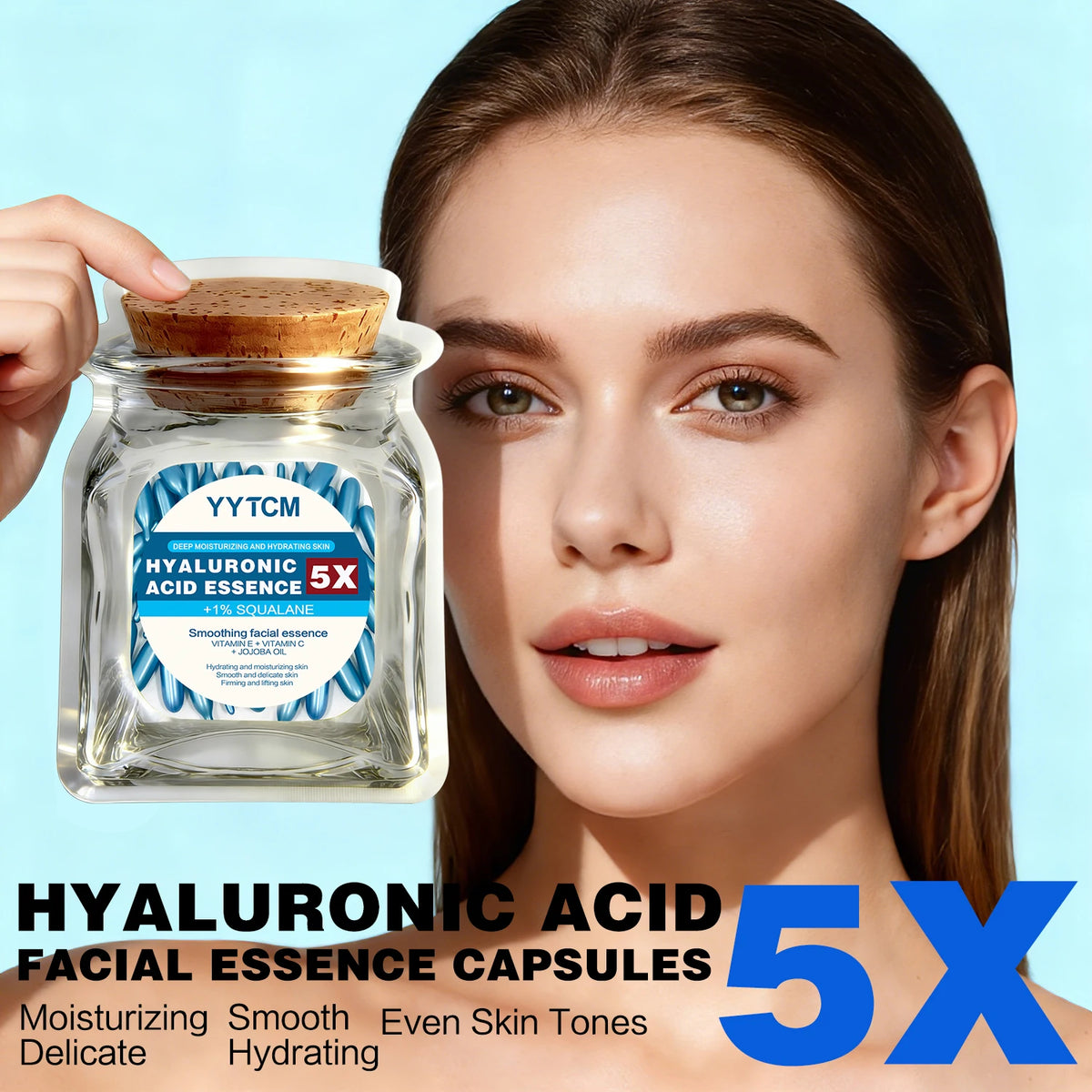 Hyaluronic Acid Deep Moisturizing Capsule Essence, Deep Moisturizing and Brightening Skin Essence 18/30/48/60/90/180 Capsules