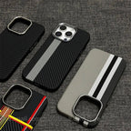 Relief Carbon Fiber Magnetic Case for iPhone 15 Pro Max 16 17 Pro Phone Cover Camera Metal Lens Protective Shell Hard PC Fundas