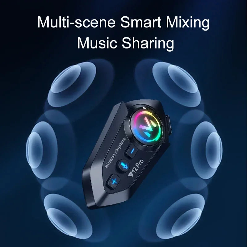 Y20 Pro Motorcycle Helmet Headset Bluetooth 500M Intercom FM Radio Hands-free Call Waterproof Mixing Music Sharing Interphone