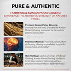 Korean Red Ginseng Capsules- 1500mg Natural High Strength for Men Vitality, Energy, Performance, Focus, Immune Health