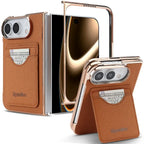 Matte PU Leather Card Phone Case For iPhone Duo 18 Fold Electroplated Frame Foldable Kickstand Drop Protection Cover