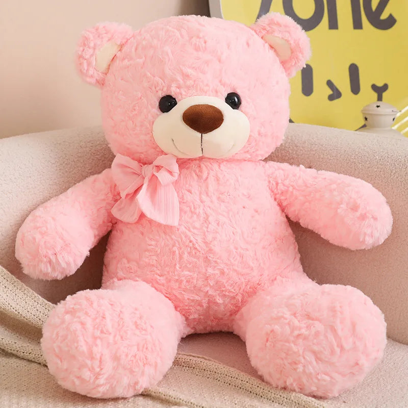 New Soft Bear Plush Toys White Pink Brown Bear Super Cute Huggable Pillow Stuffed Cartoon Animal Cushion Children Birthday Gift