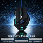 Wired Gaming Mouse 7 Buttons RGB Backlit Mouse Fire Button 2400 DPI Adjustable Ergonomic Optical Mouse for PC Laptop Gamer Professional