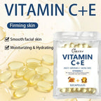 0.34g*50 Capsules of Vitamin C + Vitamin E Facial Care Essence Oil, Moisturizing, Hydrating, Non-Greasy, Say Goodbye to Dry and Rough Skin