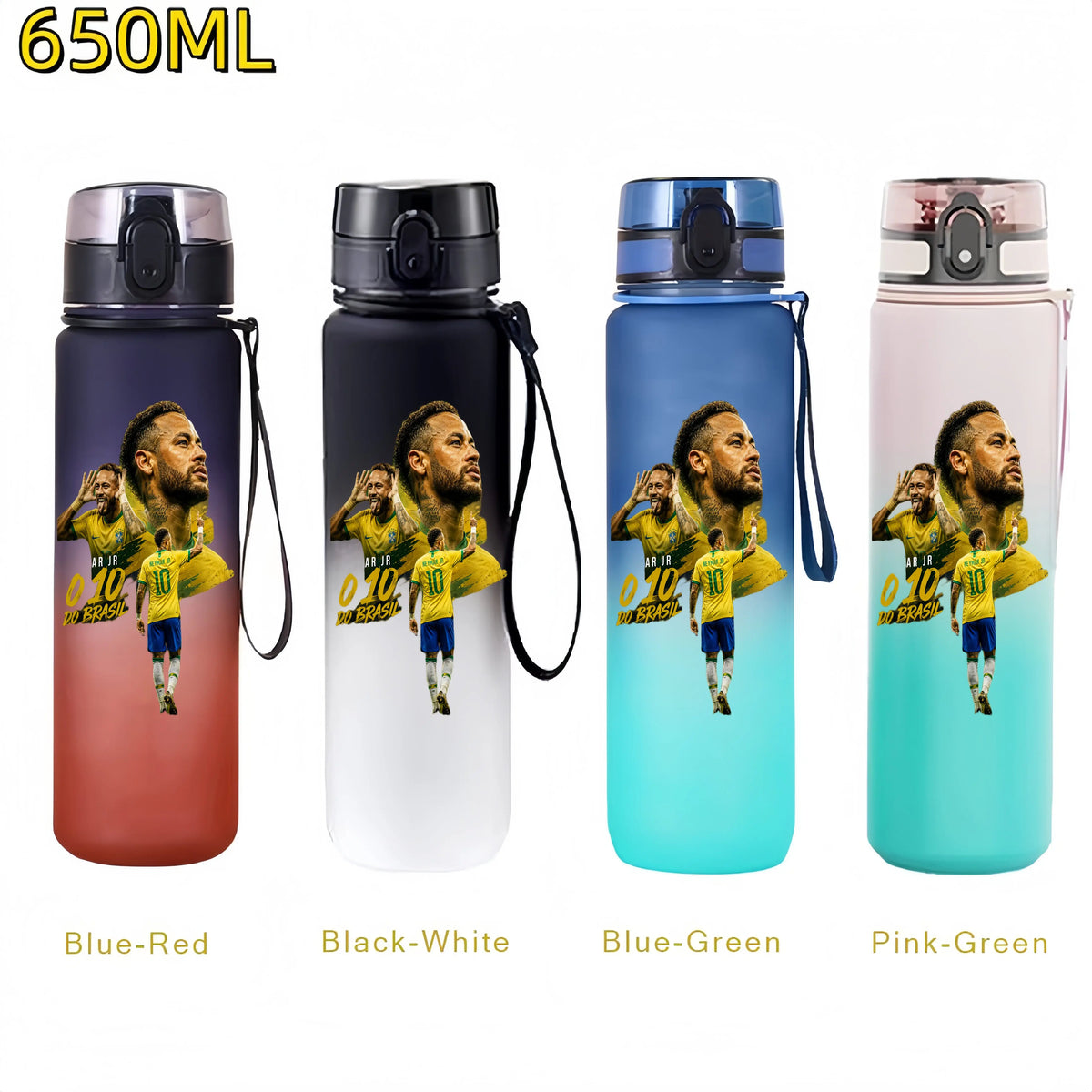 650MLRonaldo Messi Mbappé Sports Water Bottle Bulbasaur Squirtle Drinking Bottles Travel Cycling Hiking Exercise Gym Jugs