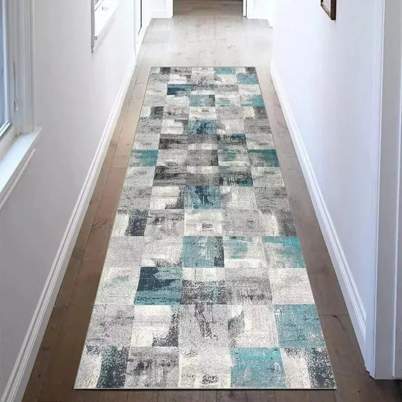 VIKAMA Modern Geometric Flannel Area Rug Non Slip Hallway Doormat