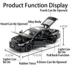 1:32 RS7 Sportback Miniature Model Toy Cars Alloy Diecast 6 Doors Opened with Pull Back Rubber Tires Ornament Vehicle Toys Gifts