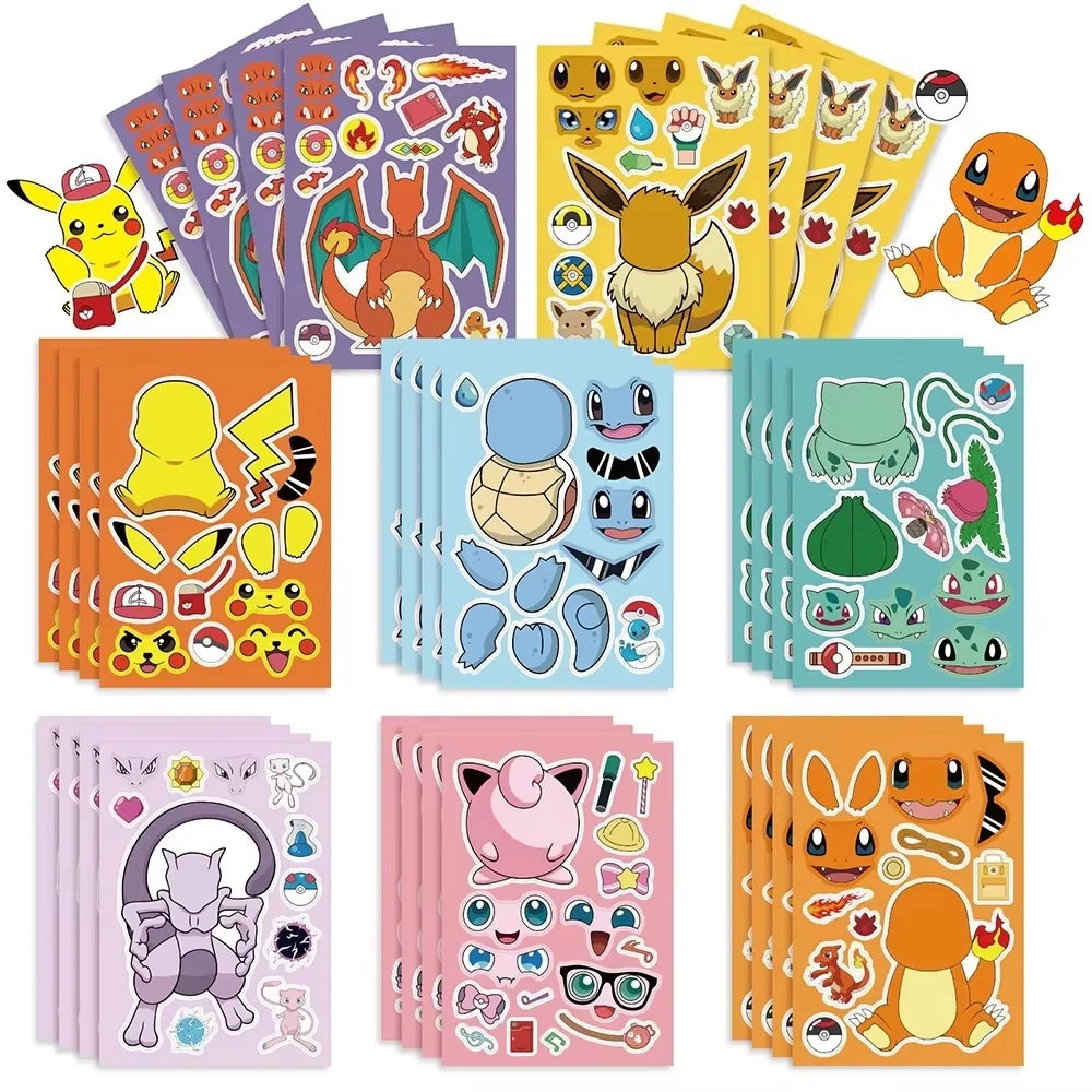 PokeMoned Theme Party Favors Slap Bracelets Stickers Keychain Party Gifts Goodie Bag Stuffers Fillers Birthday Party Decorations
