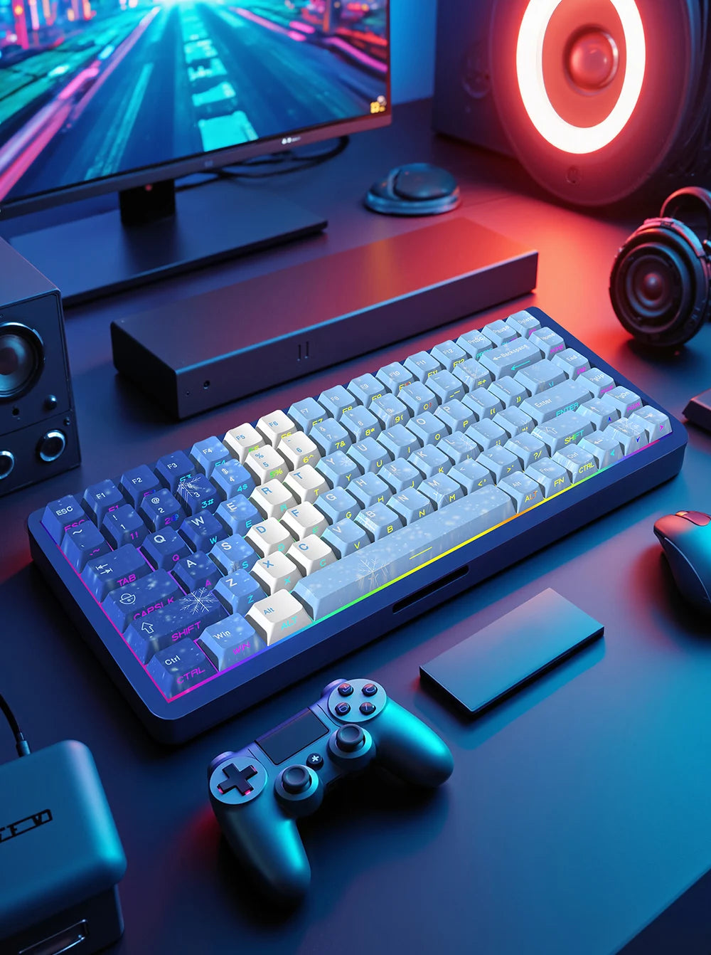 Personalized Keycap Set PBT 129 Key Side Engraved Translucent Keyboard Keychain Compatible with/64/84/98/108 Mechanical Keyboard