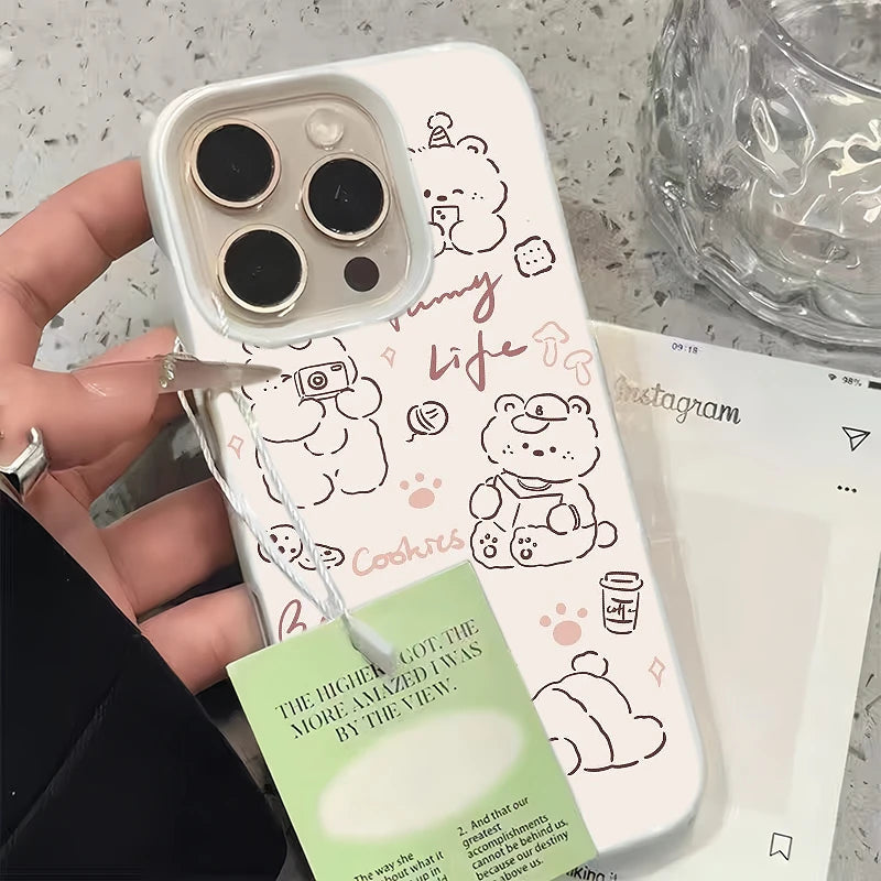 Cute Cartoon Phone Case for iPhone 12/13/14/15/16/17 Pro Max Plus Air - Durable Protective Case