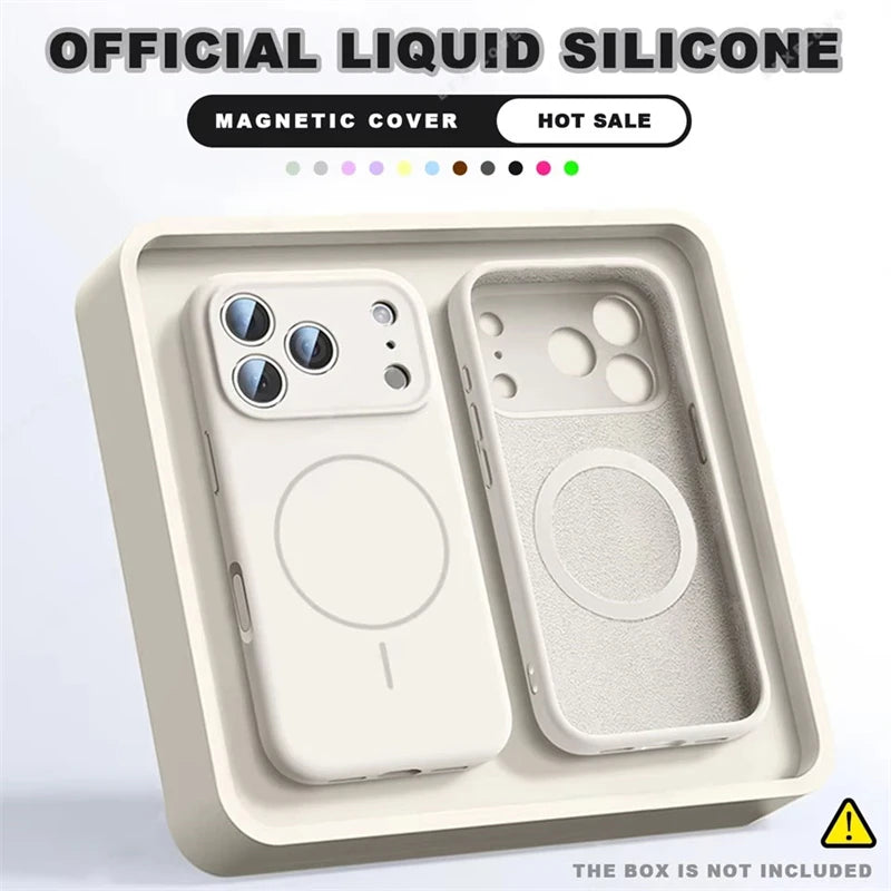 For Magsafe Liquid Silicone Phone Cases For iPhone 18 17 16 15 14 13 12 Pro Max Plus Air Case Magnetic Wireless Charging Cover