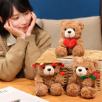 Lovely 16/25CM Bear Plush Toy Romantic Red Heart Rose Bear Doll Cute Soft Holding Flowers Bear Doll Home Decoration