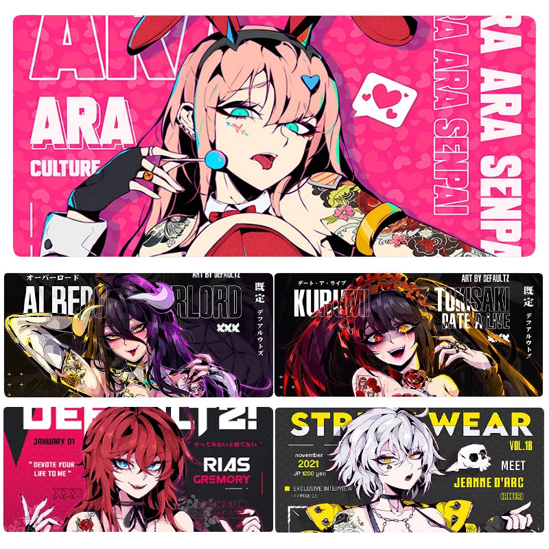 Computer Desk Mat Anime Girl Leather Mouse Pad Kawaii Office Extended Mousepad Gaming Accessories Non-slip HD Printing Carpet