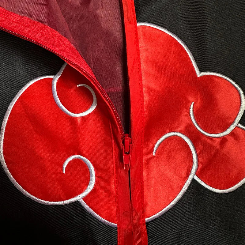 Bilibili Anime Akatsuki Deidara Cosplay Ninja Costume Uchiha Itachi Red Cloud Cloak Robe Cloak Headband Props Halloween Clothes