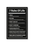 7 Rules of Life: Inspiring Letter Black Prints Motivational Quote Canvas Poster for Home Office Decor