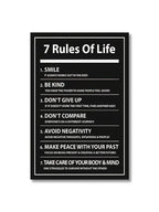 7 Rules of Life: Inspiring Letter Black Prints Motivational Quote Canvas Poster for Home Office Decor