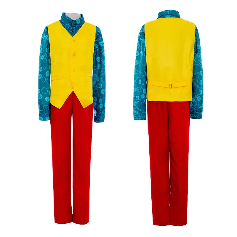 Joker Cosplay Costume Set - Joaquin Phoenix Arthur Fleck Clown Red Dipped Outfit with Green Wig - Personalized Uniform Ensemble
