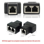 One To Two Adapter For Ethernet Cable Splitter Rj45 8P8C PC Version Simultaneous Internet Access IPTV Broadband Three Way Conn