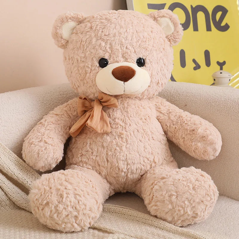 New Soft Bear Plush Toys White Pink Brown Bear Super Cute Huggable Pillow Stuffed Cartoon Animal Cushion Children Birthday Gift