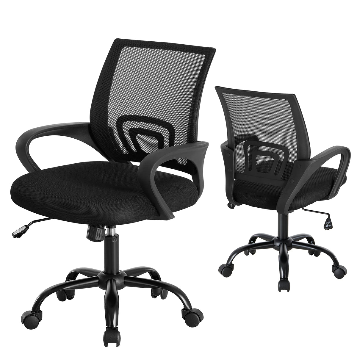 JHK Ergonomic Office Desk Gaming Chair Mid Back with Lumbar Support Rocking Mode Height Adjustable with Fixed Armrest For Office