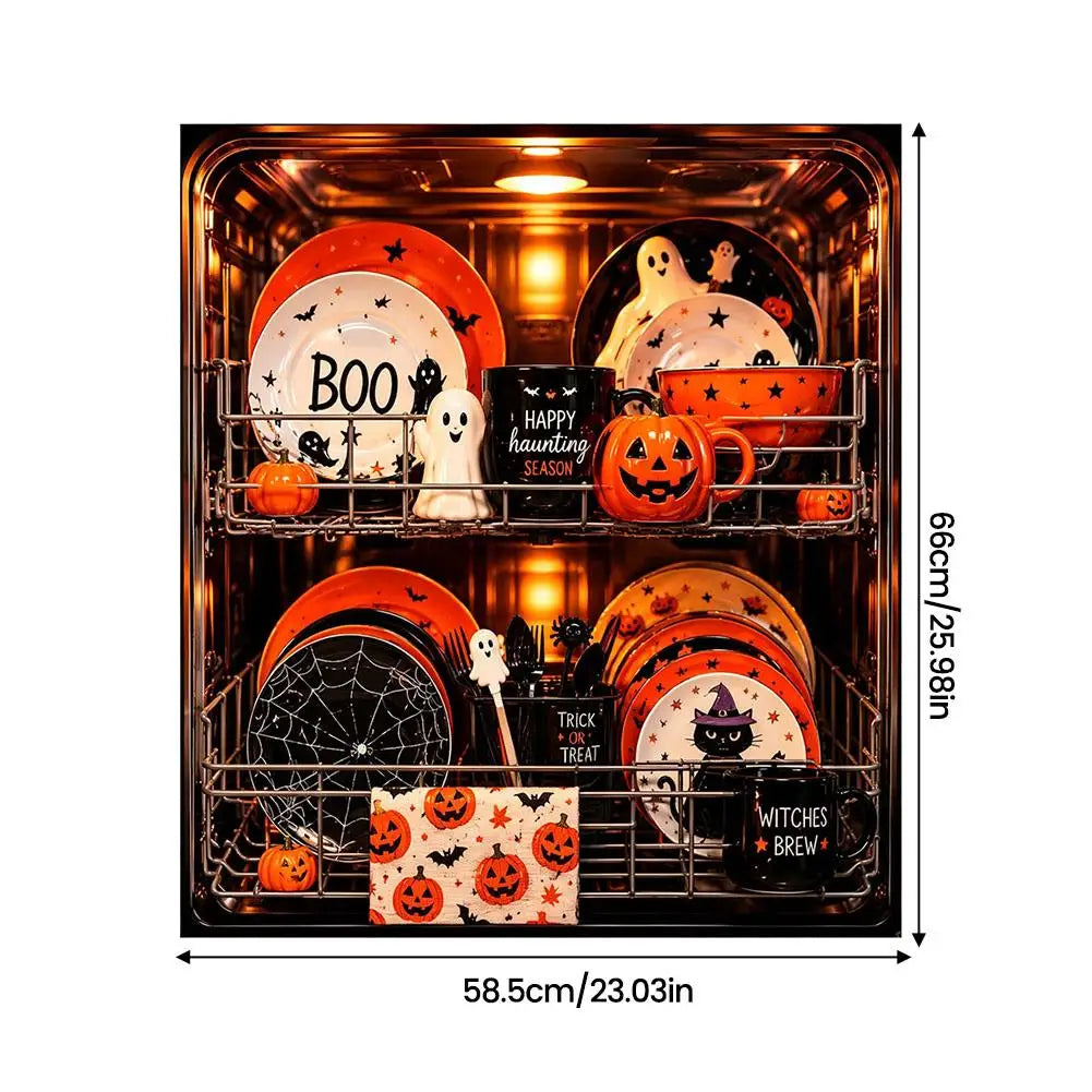 Halloween Dishwasher Magnet Cover Waterproof Appliance Magnetic Panel Reusable Kitchen Decor for Fridge Washer Door