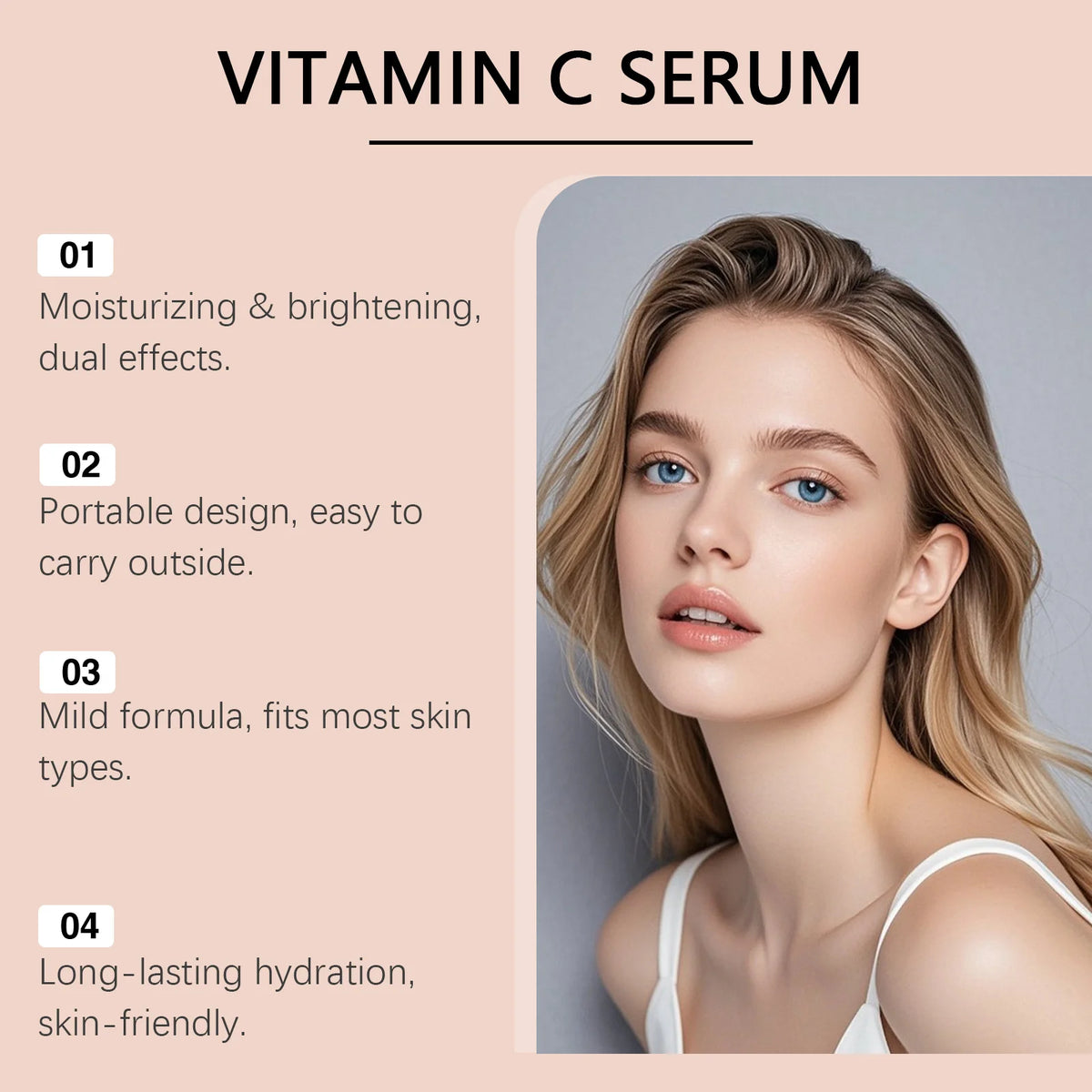 Vitamin C Serum for Face Hyaluronic Acid Brightening Dark Spot Corrector Anti Aging Face Oil Aloe Vera Daily Glow Skin Care 30ml