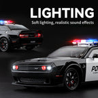 1:24 Challenger SRT Hellcat Police Car Alloy Sports Car Model Metal Racing Car Vehicle Model Sound Light Toy Gift