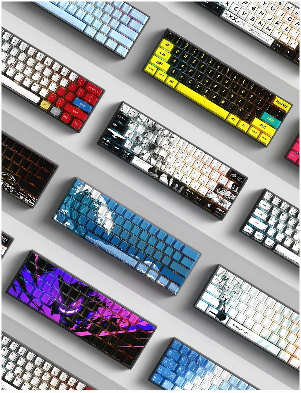 Personalized Keycap Set PBT 129 Key Side Engraved Translucent Keyboard Keychain Compatible with/64/84/98/108 Mechanical Keyboard