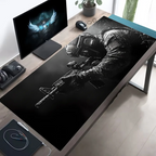 Large Mouse Pad Tactical Soldier Design Non-Slip XXL Desk Pad Gaming Accessories Stitched Edges for Home and Game for FPS Gamer