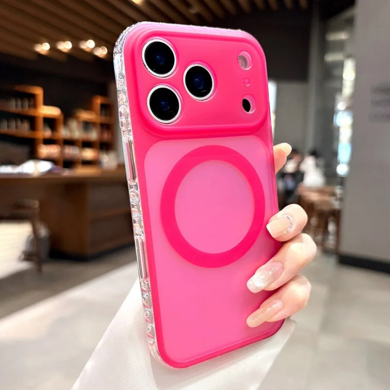 Luxury Laser Aurora Gradient For Magsafe Phone Case For iPhone 18 15 16 17 Pro Max Magnetic Wireless Charging Hard Bumper Cover